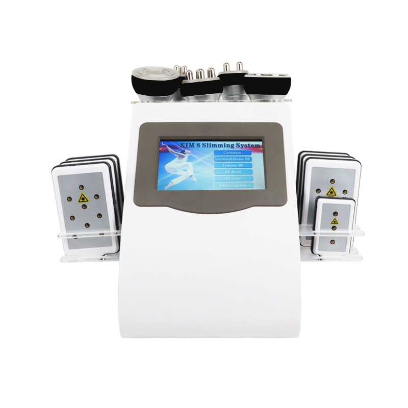 Multifunction 6 in 1 40K Ultrasonic Cavitation Vacuum Radio Frequency Laser 8 Pads lipo Laser Body Slimming Machine