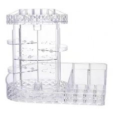 2 in 1 Clear Makeup Organizer Holder 360 Rotating Cosmetic Organizer Storage Box