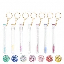 Gold Keychain Rhinestone Eyelash Extension Mascara Wand Applicator Microbrush Crystal Lashes Brush with Single Tube